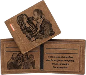 Amlion Custom Engraved Wallet,Personalized Photo RFID Wallets for Men,Husband,Dad,Son,Personalized Gifts
