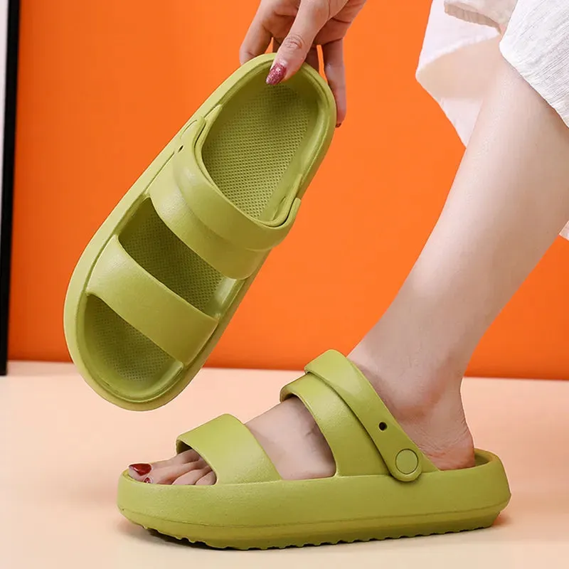 AMOZAE- - Summer Beach Platform Sandals Green EVA Slides