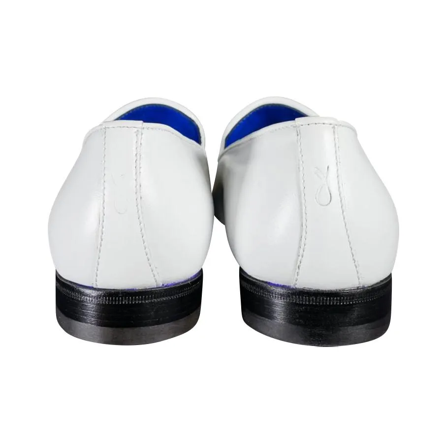 Bianco With Rose Gold Hardware Leather Loafers @ The Vault