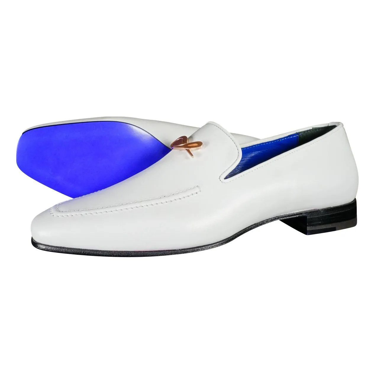 Bianco With Rose Gold Hardware Leather Loafers @ The Vault