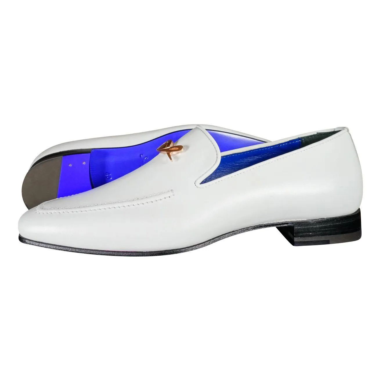 Bianco With Rose Gold Hardware Leather Loafers @ The Vault