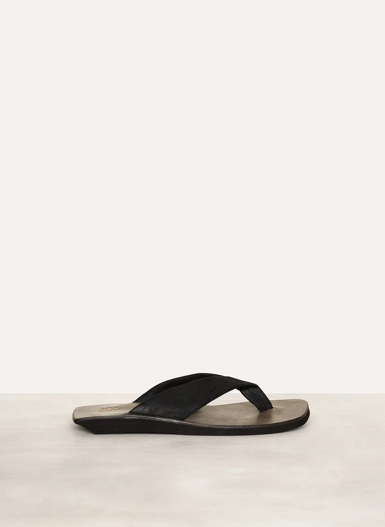 Black Calf Leather Thong