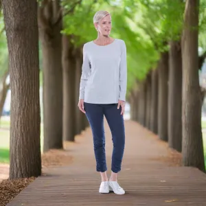 Boat Neck Long Sleeve Top - Grey