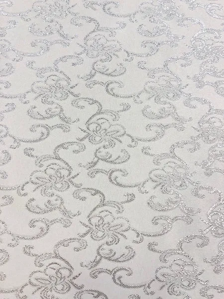 Brocade - 57-inches Wide Satin Metallic White Silver