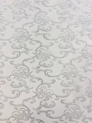 Brocade - 57-inches Wide Satin Metallic White Silver