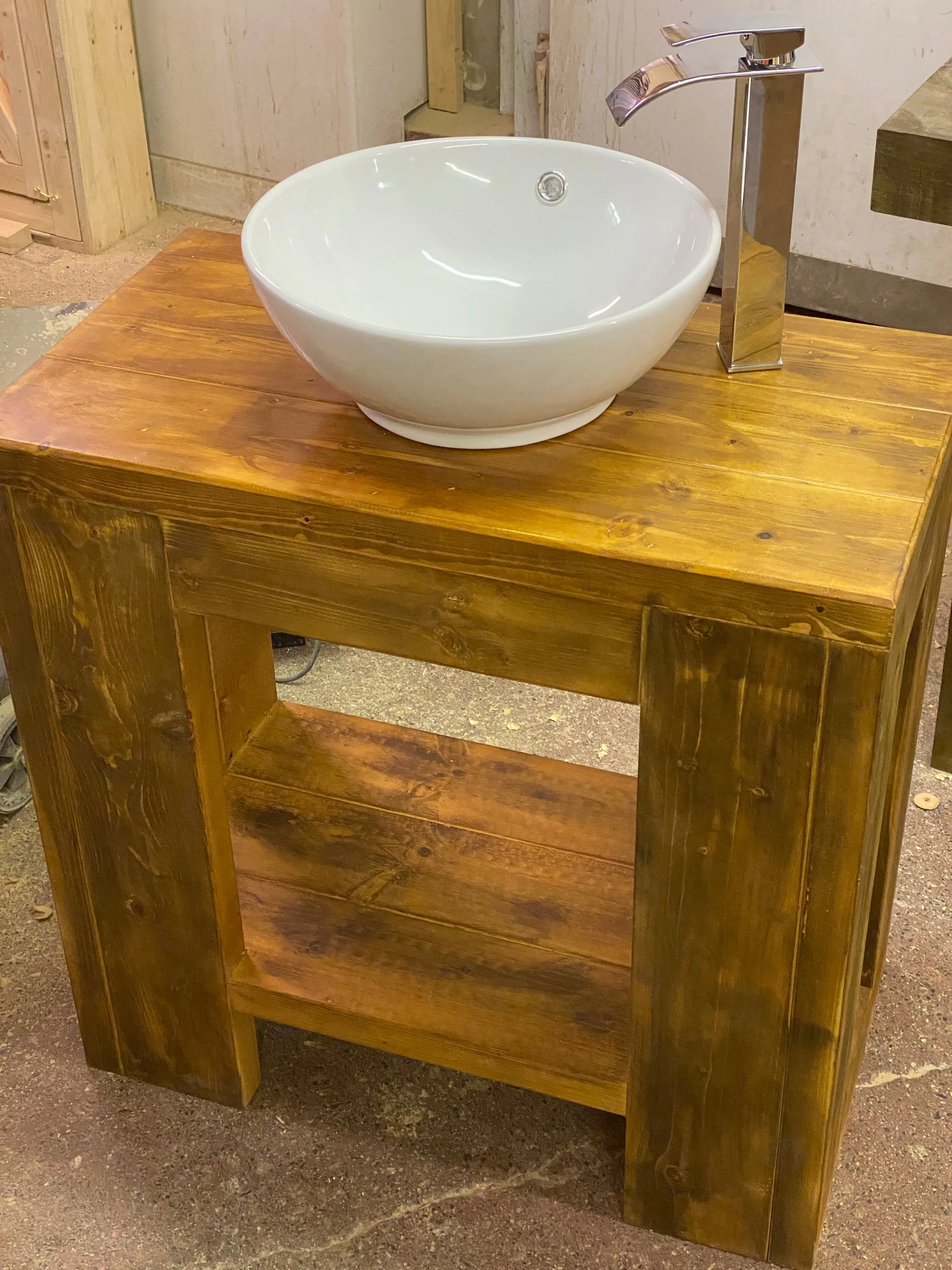 Chunky Wooden Bathroom Basin Unit - solid wood vanity