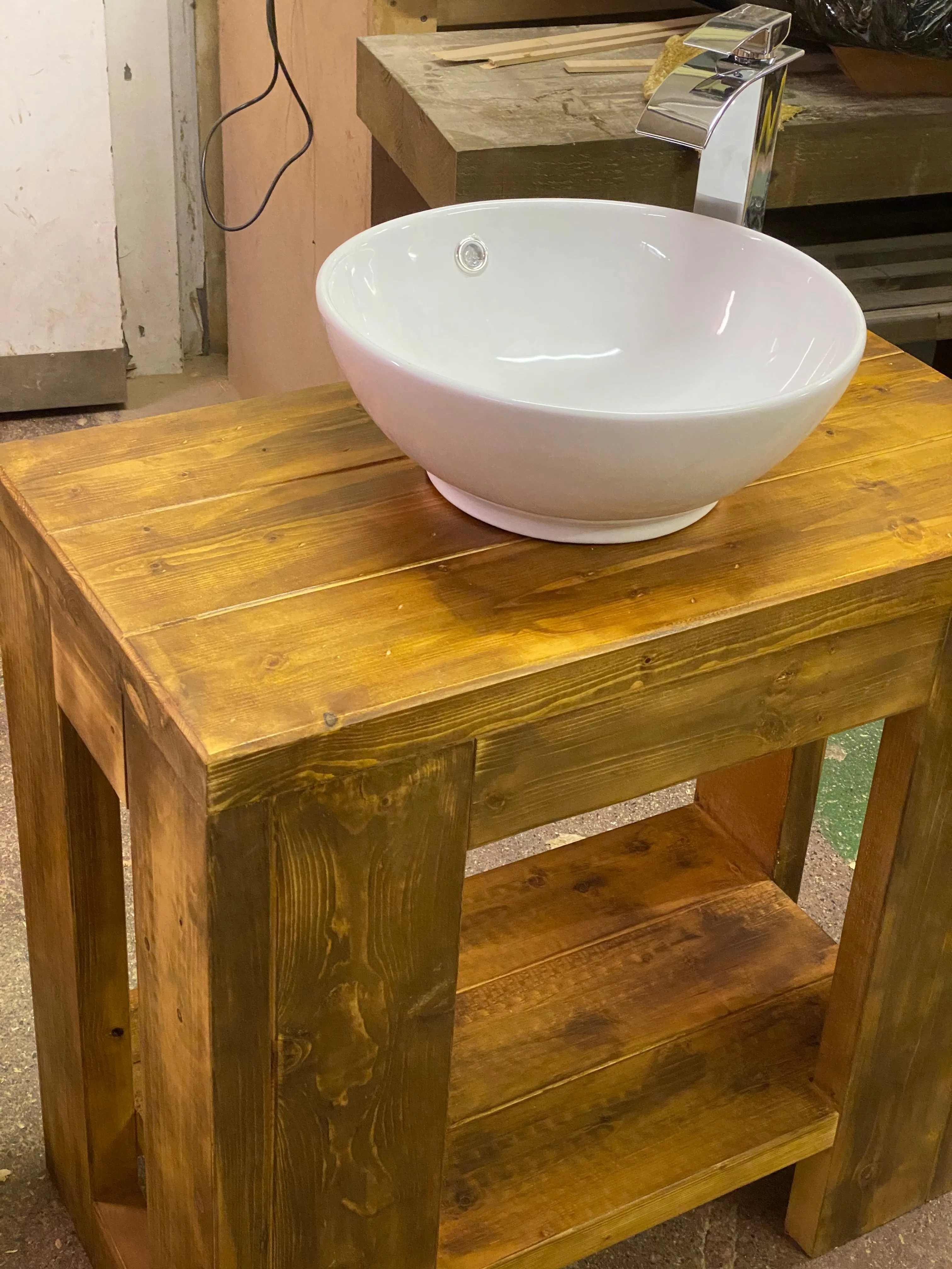 Chunky Wooden Bathroom Basin Unit - solid wood vanity