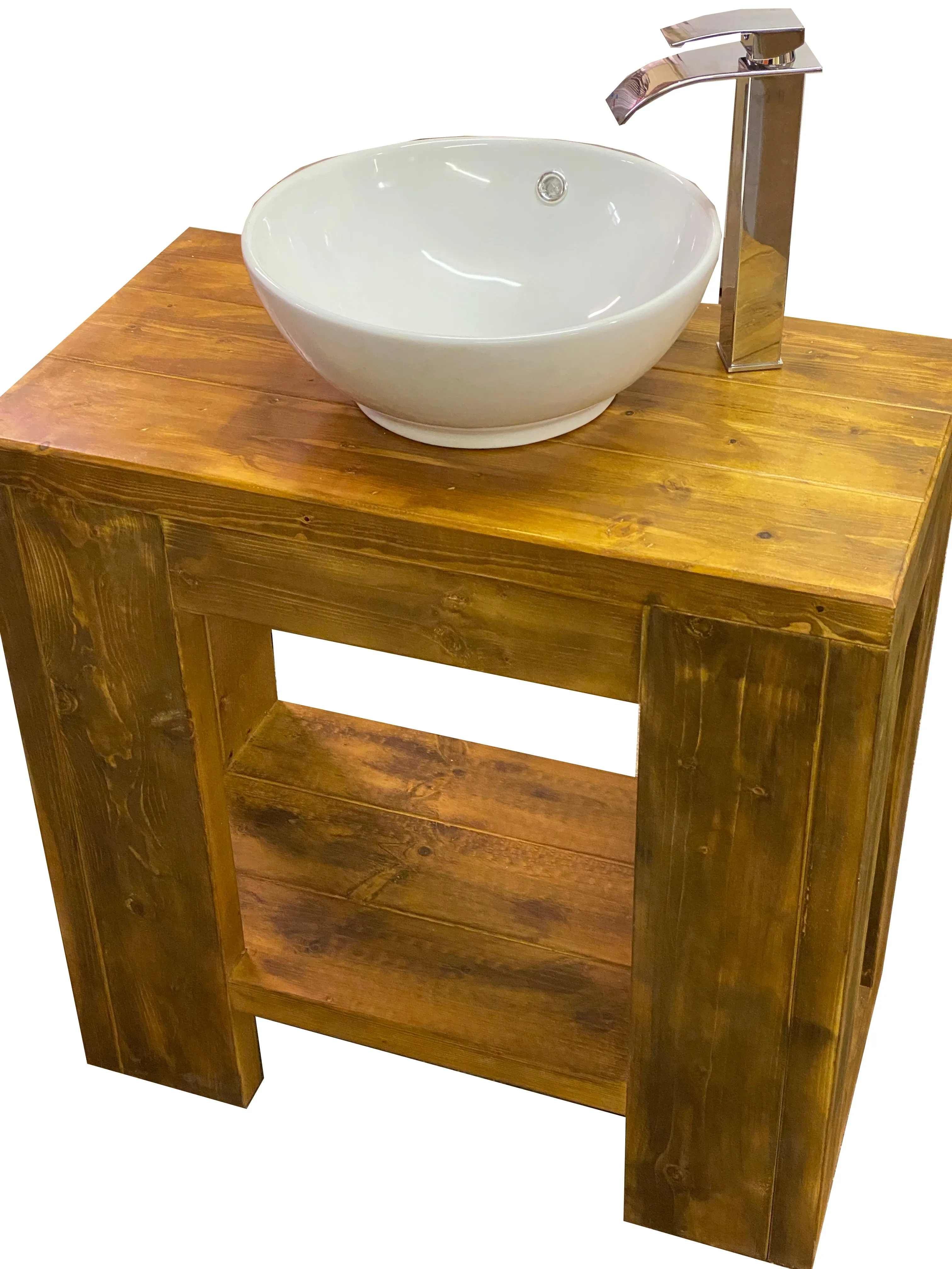 Chunky Wooden Bathroom Basin Unit - solid wood vanity