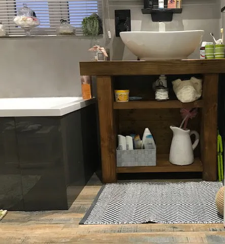 Chunky Wooden Bathroom Basin Unit - solid wood vanity
