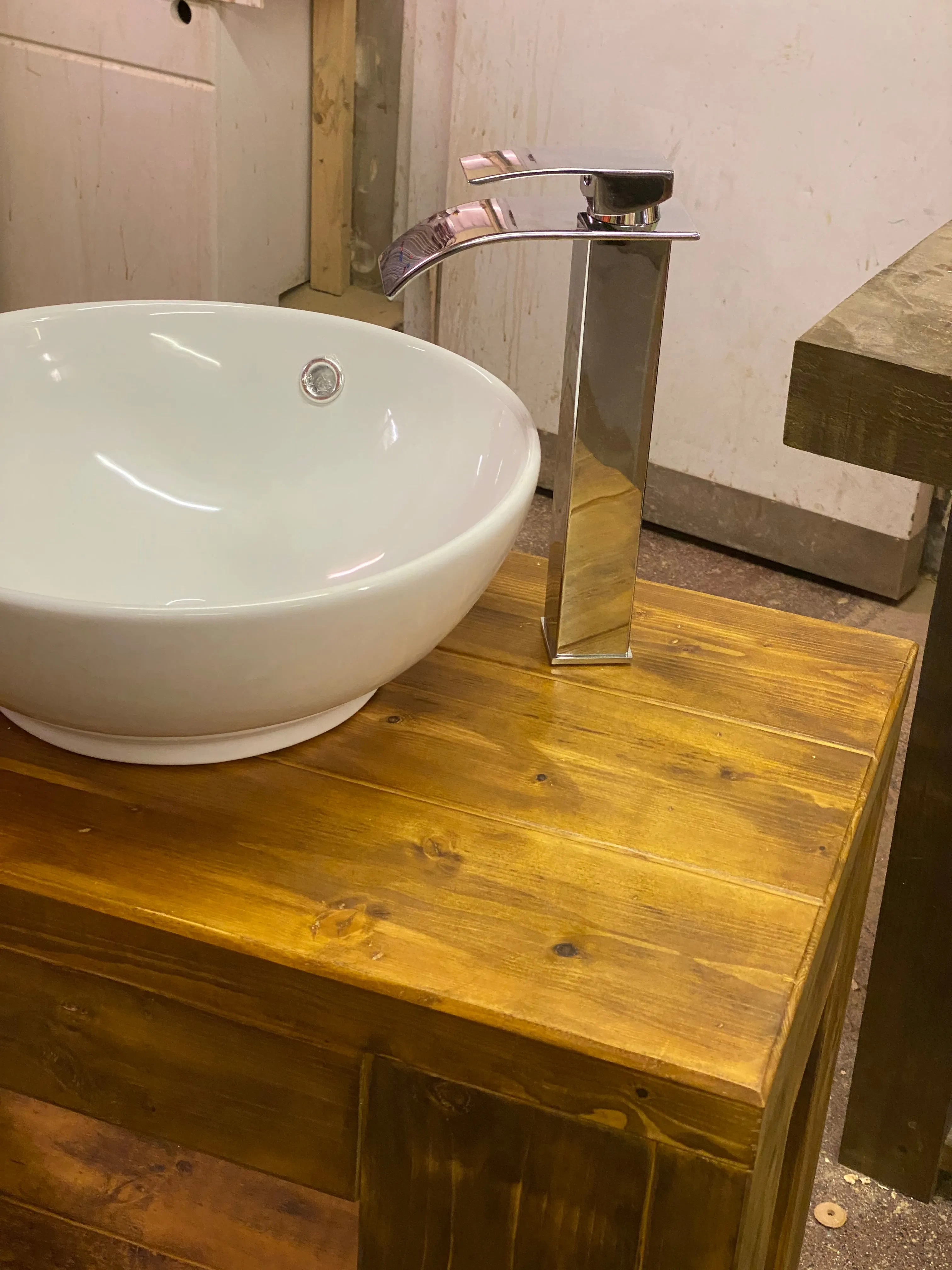 Chunky Wooden Bathroom Basin Unit - solid wood vanity