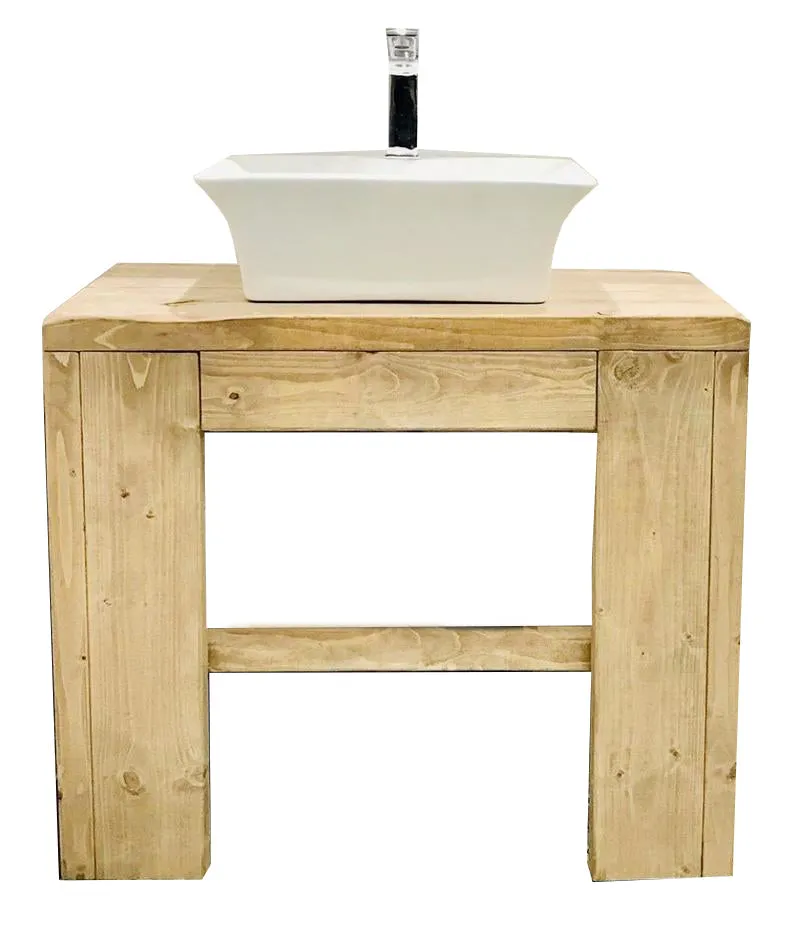Chunky Wooden Bathroom Basin Unit - solid wood vanity