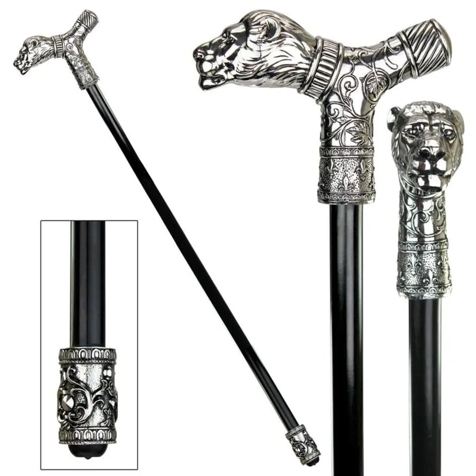 Collectible Gentleman  Walking Stick Empress Lion Head On Metal Shaft