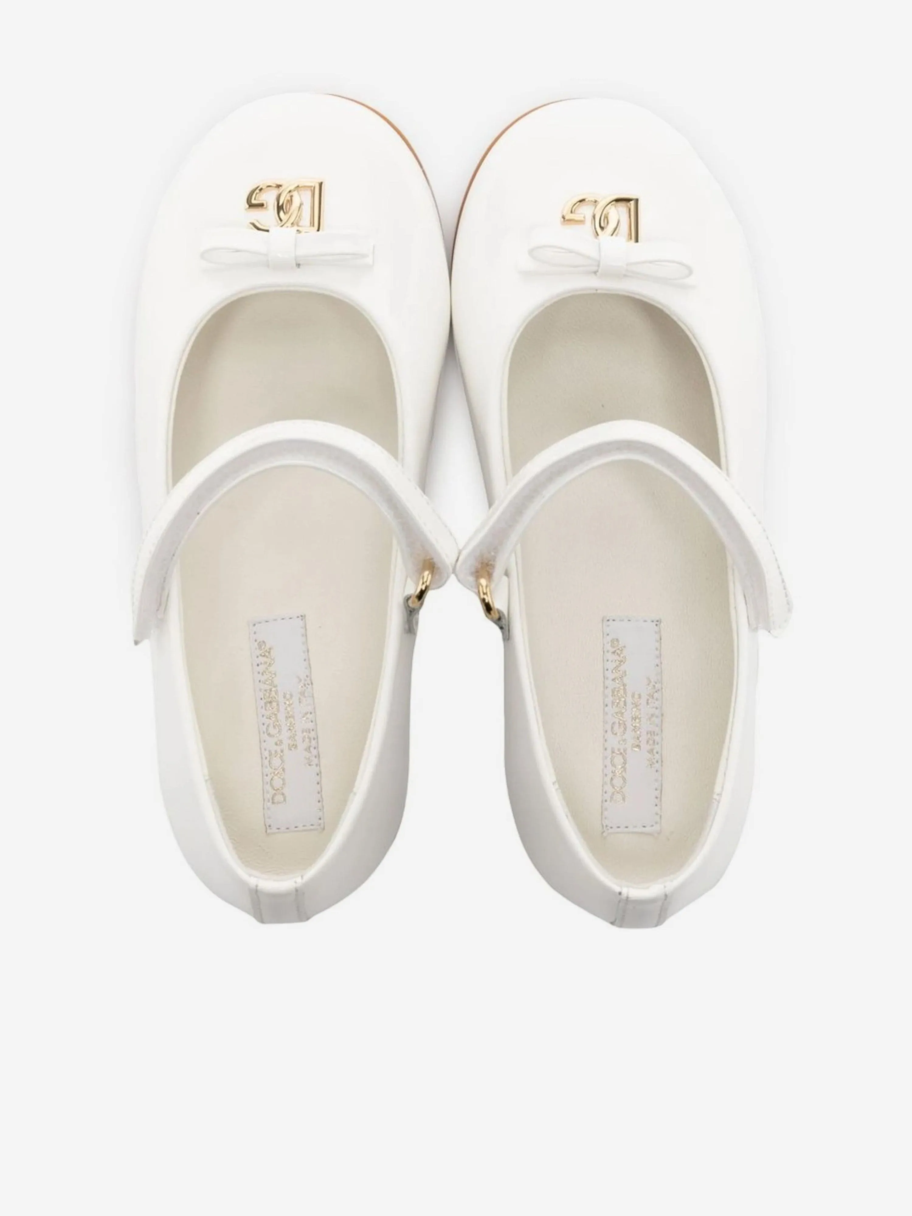 Dolce & Gabbana Girls Patent Leather Ballet Flats in White