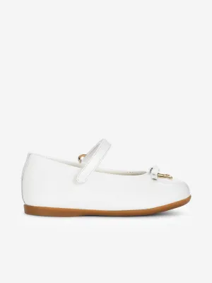 Dolce & Gabbana Girls Patent Leather Ballet Flats in White