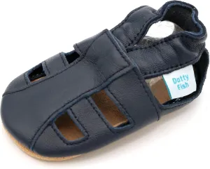 Dotty Fish Infant and Toddler Soft Leather Sandals  Barefoot-Friendly, Non-Slip Suede Sole, Podiatrist Recommended, Breathable Baby-Safe Leather, British Brand  Fits 04 Years
