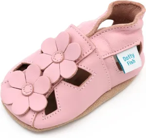 Dotty Fish Infant and Toddler Soft Leather Sandals  Barefoot-Friendly, Non-Slip Suede Sole, Podiatrist Recommended, Breathable Baby-Safe Leather, British Brand  Fits 04 Years