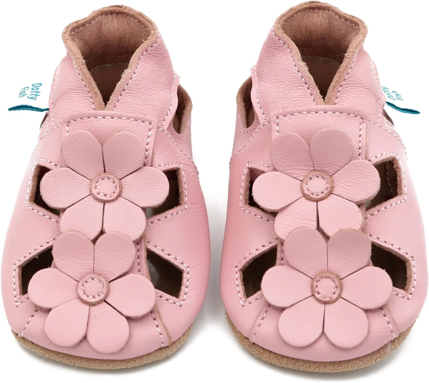 Dotty Fish Infant and Toddler Soft Leather Sandals  Barefoot-Friendly, Non-Slip Suede Sole, Podiatrist Recommended, Breathable Baby-Safe Leather, British Brand  Fits 04 Years