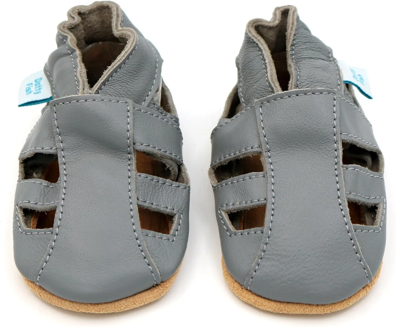 Dotty Fish Infant and Toddler Soft Leather Sandals  Barefoot-Friendly, Non-Slip Suede Sole, Podiatrist Recommended, Breathable Baby-Safe Leather, British Brand  Fits 04 Years