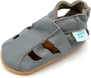 Dotty Fish Infant and Toddler Soft Leather Sandals  Barefoot-Friendly, Non-Slip Suede Sole, Podiatrist Recommended, Breathable Baby-Safe Leather, British Brand  Fits 04 Years