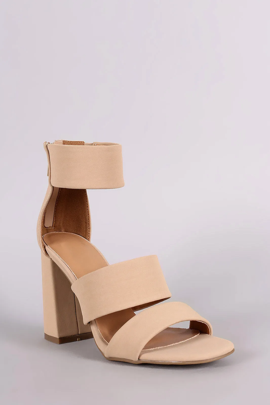 Double Band Ankle Cuff Chunky Heel