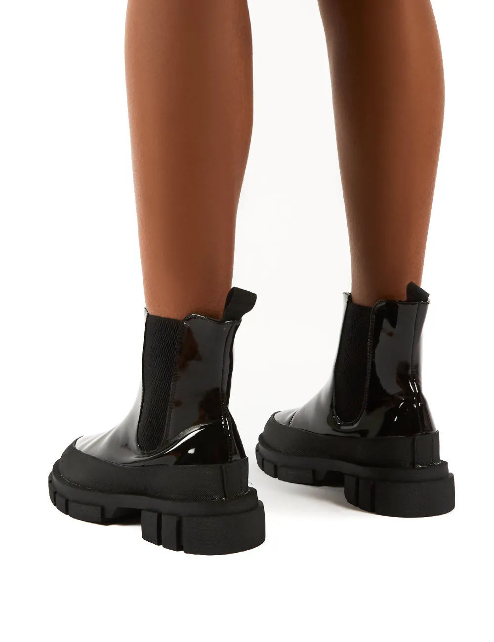 Fae Black Patent Ankle Boots