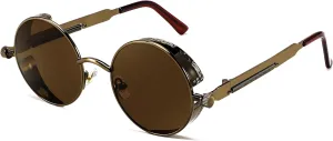 FEISEDY Retro Gothic Steampunk Sunglasses Round Metal Frame Punk Circle Inspired Shade Men B1857