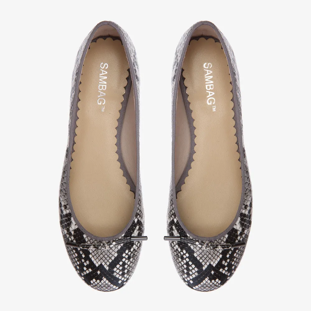 Grace Python Embossed Leather Ballet
