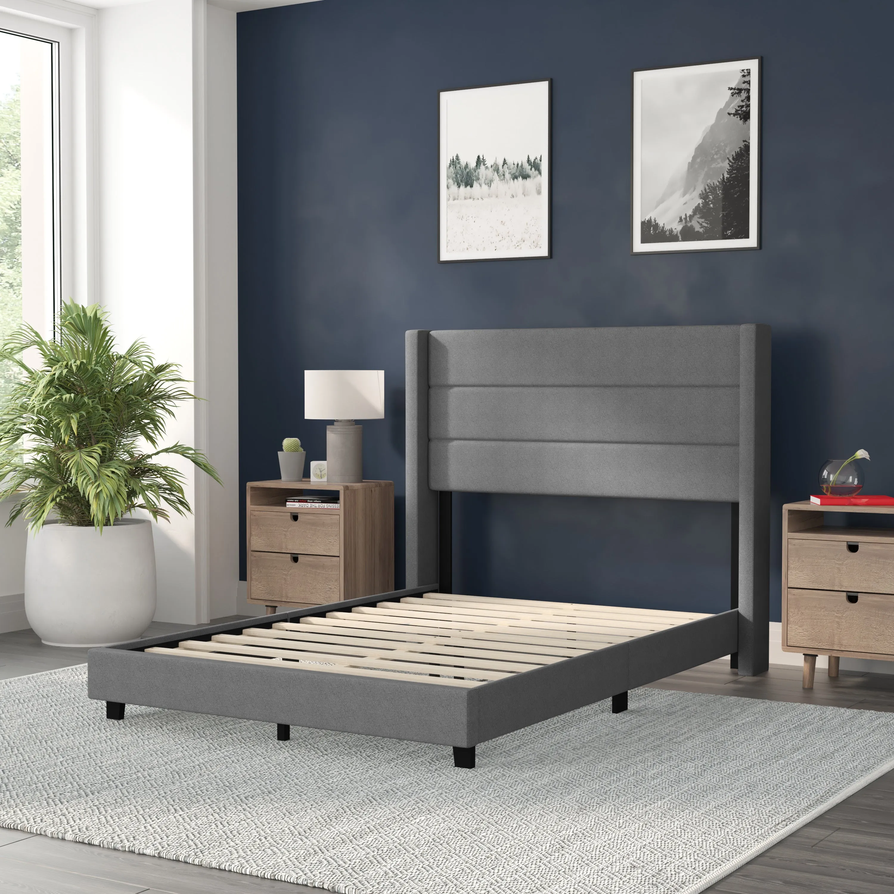 Gray Full Platform Bed YK-1078-GY-F-GG