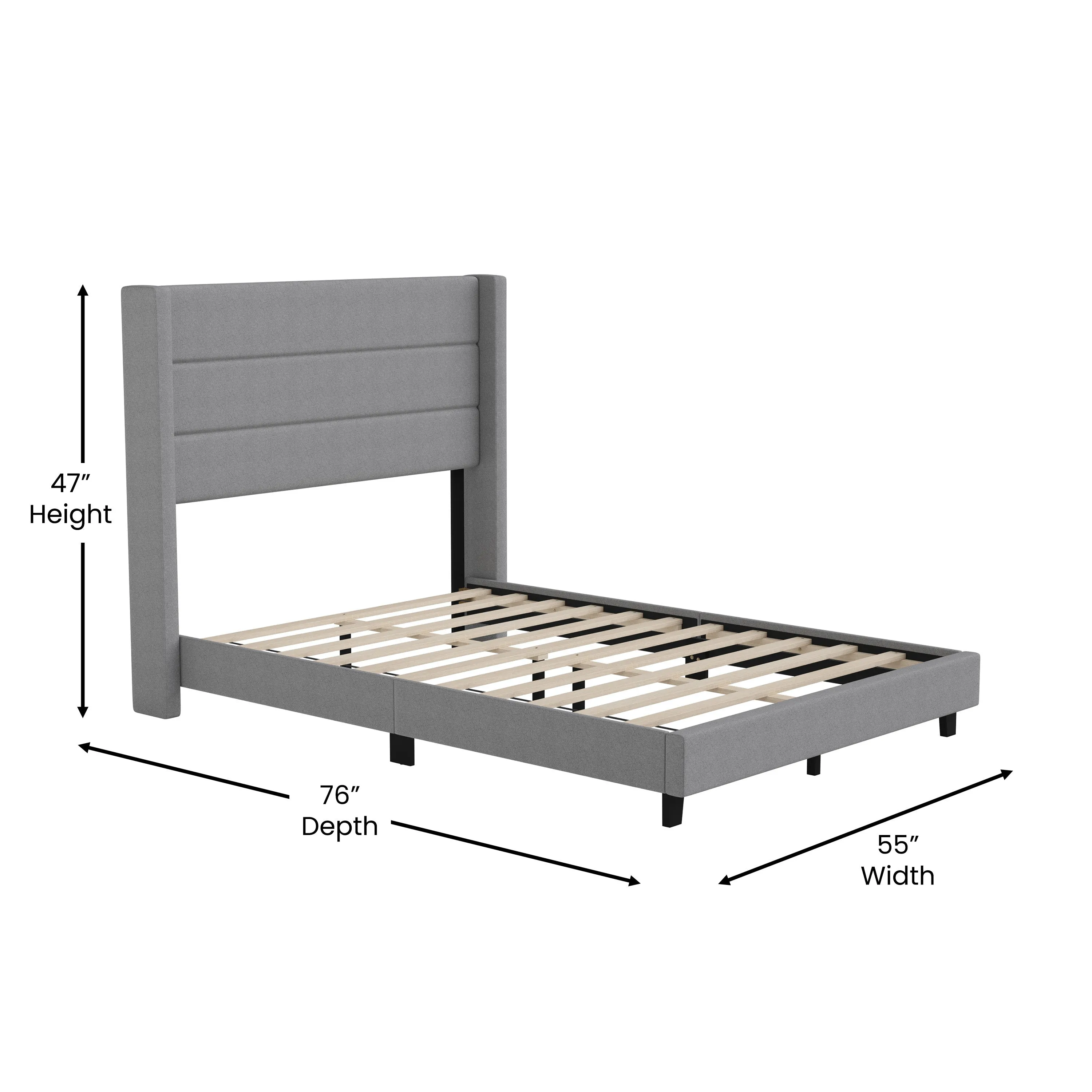 Gray Full Platform Bed YK-1078-GY-F-GG