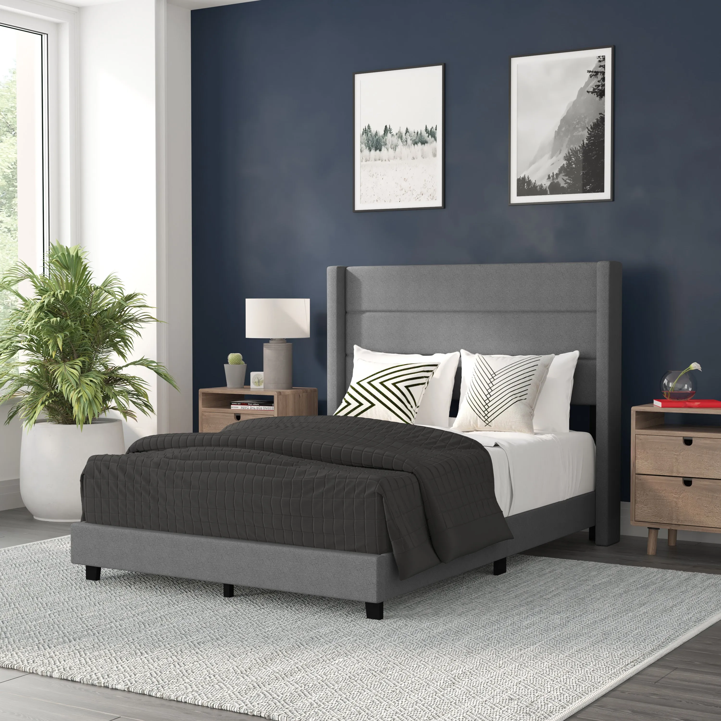Gray Full Platform Bed YK-1078-GY-F-GG