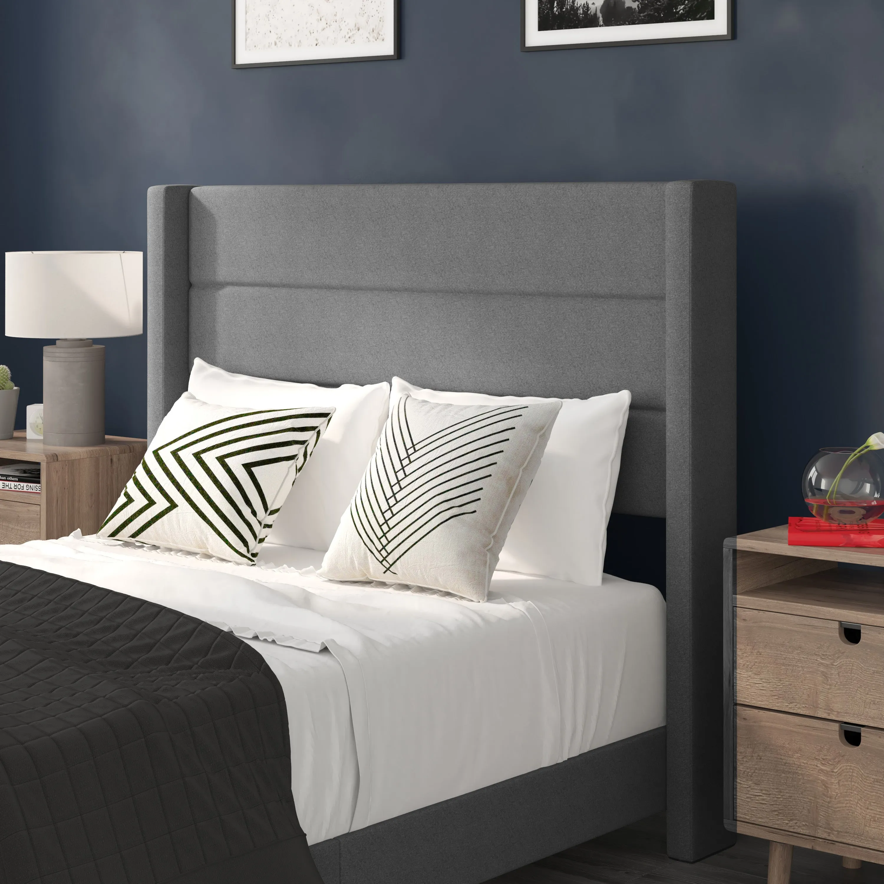 Gray Full Platform Bed YK-1078-GY-F-GG
