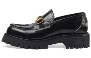 Gucci Lug Horsebit 30mm Platform Loafers, Black Leather
