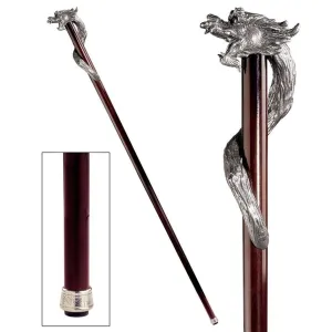 Italian Dragon Solid Hardwood Pewter Walking Stick Collectible Not intended for Orthopedic use.