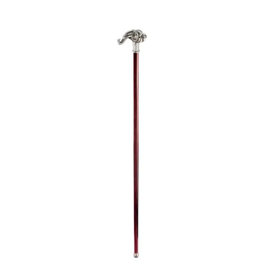 Italian Solid Hardwood Fortune Elephant Pewter Walking Stick Collectible Gift