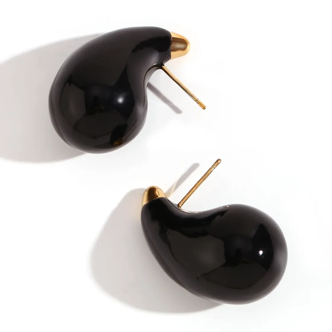 Kylie Black/Blue/Green Enamel Dome Drop Earrings