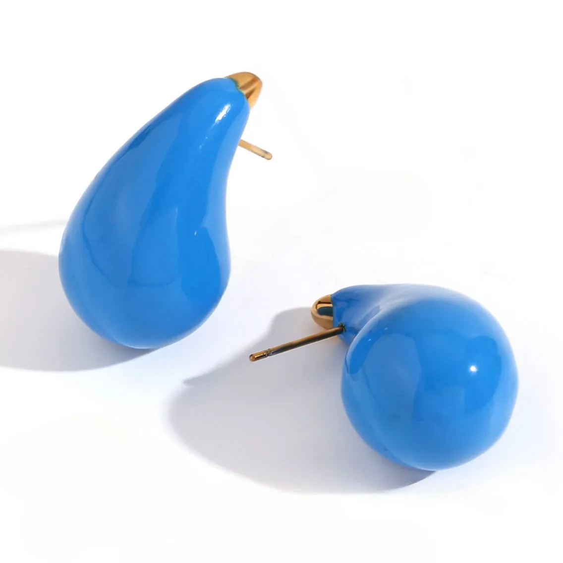 Kylie Black/Blue/Green Enamel Dome Drop Earrings
