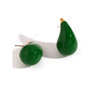 Kylie Black/Blue/Green Enamel Dome Drop Earrings