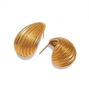 Kylie Ribbed Chunky Dome Drop Earring