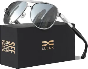 LUENX Aviator Sunglasses for Men Polarized Trendy Shades Driving UV 400 Protection