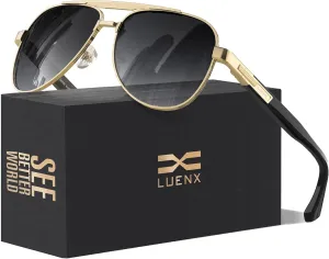 LUENX Aviator Sunglasses for Men Polarized Trendy Shades Driving UV 400 Protection