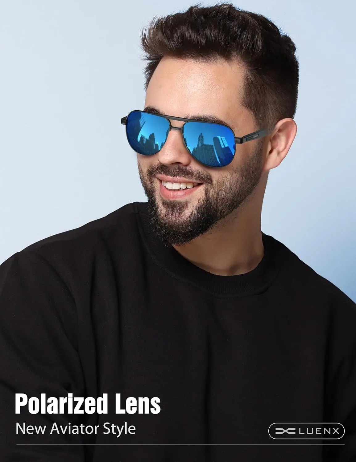 LUENX Aviator Sunglasses for Men Polarized Trendy Shades Driving UV 400 Protection