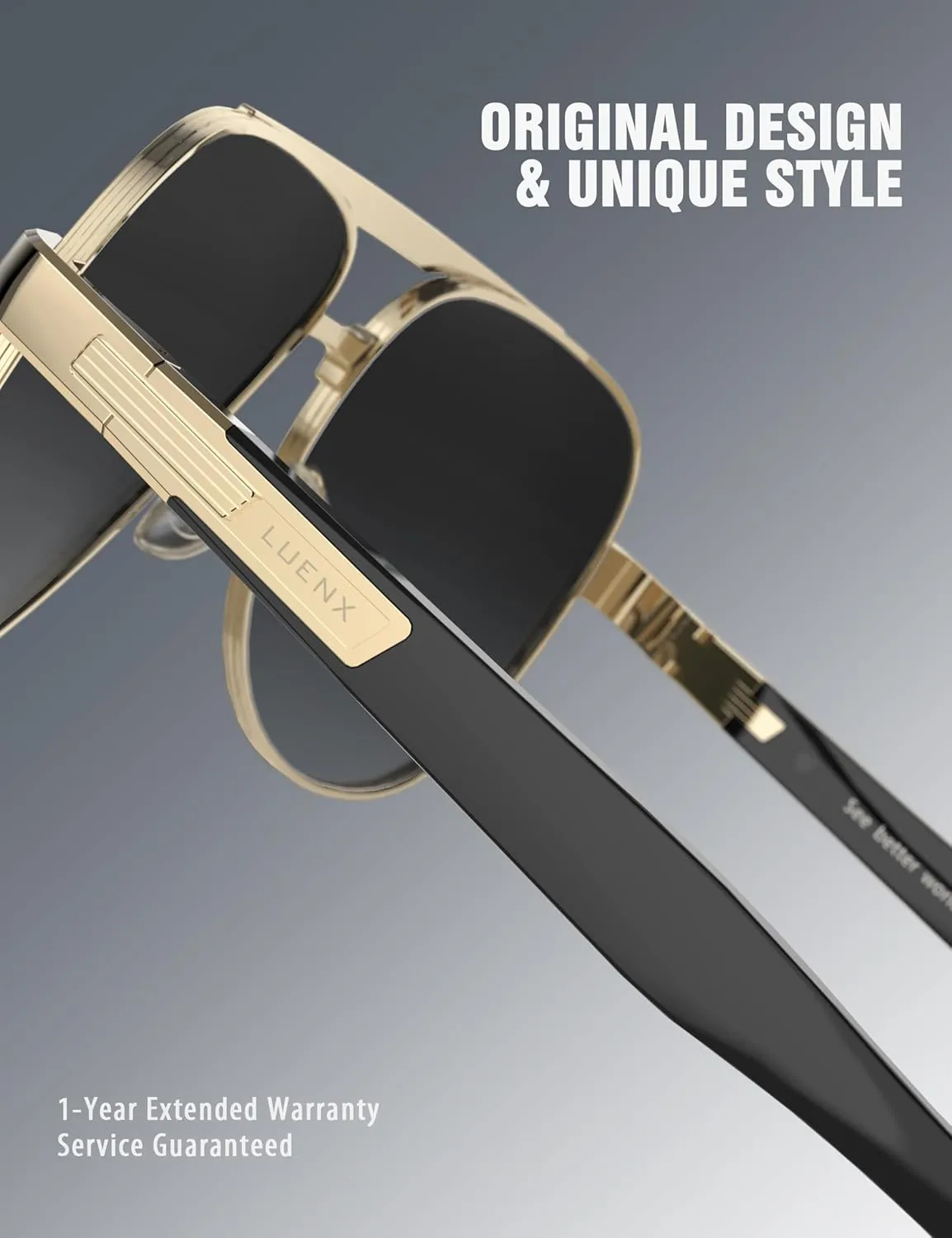 LUENX Aviator Sunglasses for Men Polarized Trendy Shades Driving UV 400 Protection