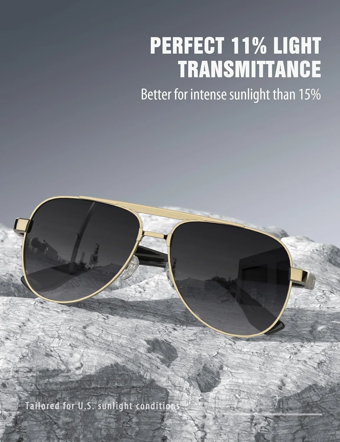 LUENX Aviator Sunglasses for Men Polarized Trendy Shades Driving UV 400 Protection