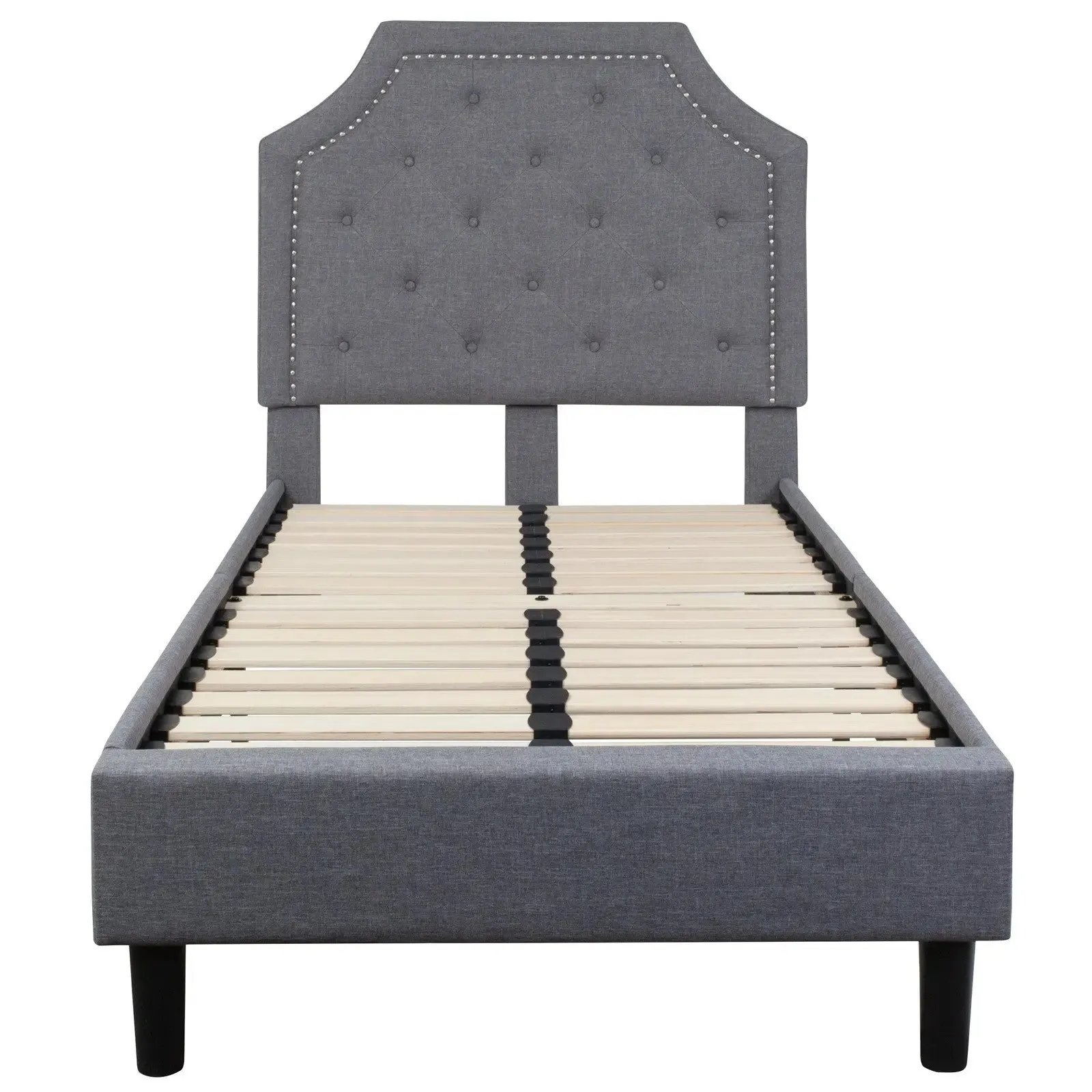 Madelyn Tufted Upholstered Platform Bed, Light Gray (Twin)