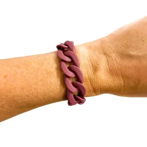 Matte Burgundy Brown #75 Chunky Acrylic Chain Link Bracelet