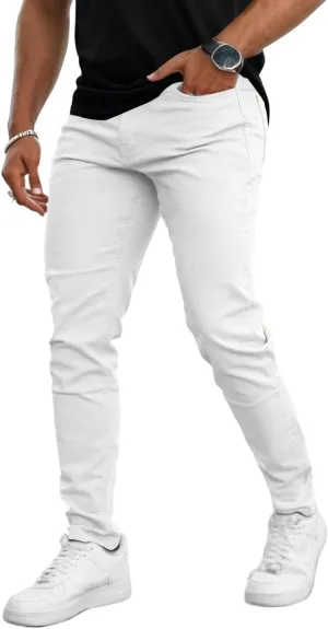 Mens Jeans Skinny Stretch Premium High Rise Colored Jeans Expandable Waist