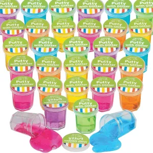 Mini Putty With Glitter - 48 Pack Assorted Neon Colored Sludge - Silly Putty