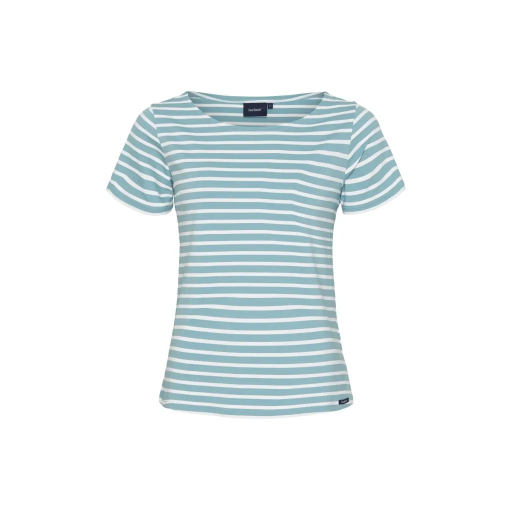Pam UV-Tee - Aqua Blue/White