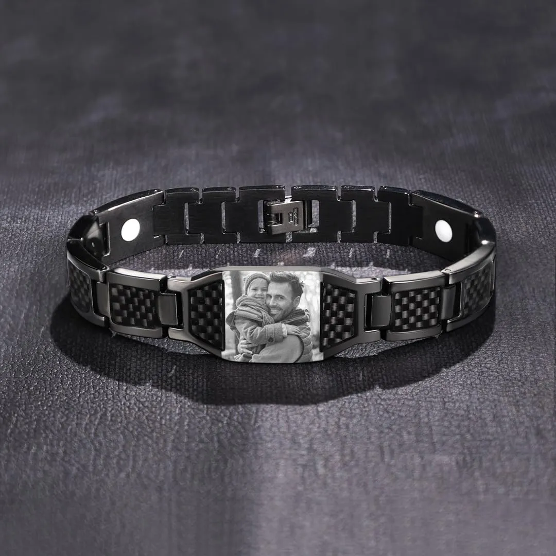 Personalized Photo Bracelet for Men Customized Picture Bracelet Gifts for Dad Husband Brother Fathers Day