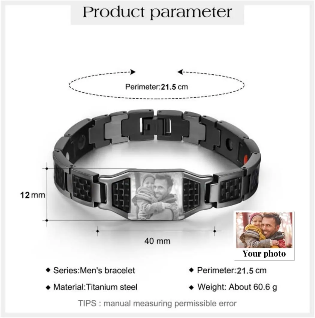 Personalized Photo Bracelet for Men Customized Picture Bracelet Gifts for Dad Husband Brother Fathers Day